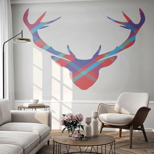 Fototapete Premium Sand - Schottischer Hirsch - Abstraktion, Reh, Geweih - 300x210 cm