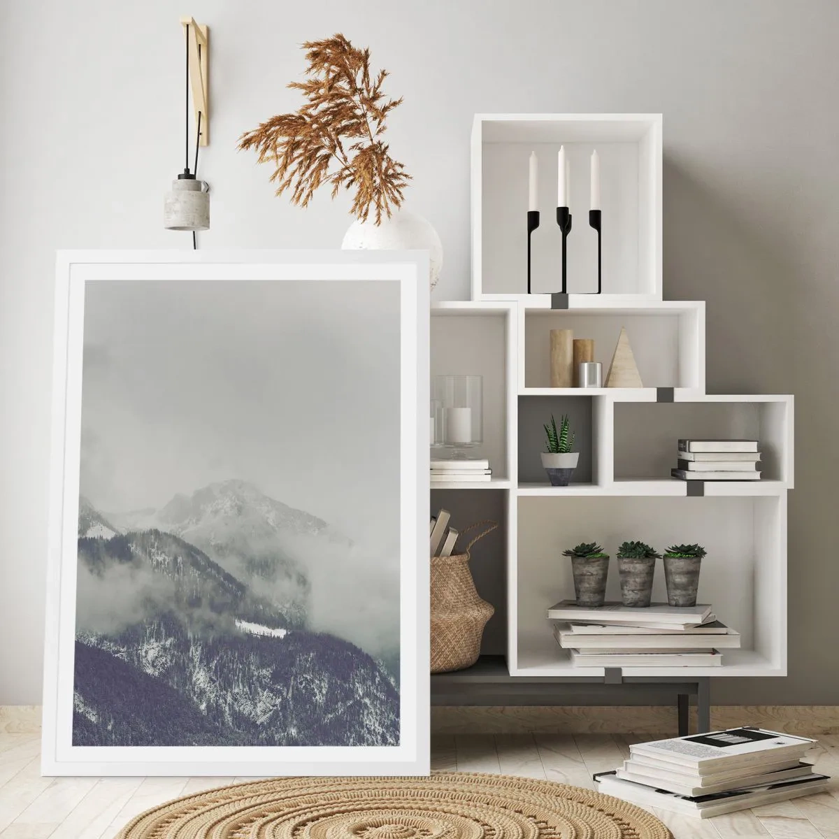 Poster in einem weißen Rahmen - Nebliges Tal - 30x40 cm