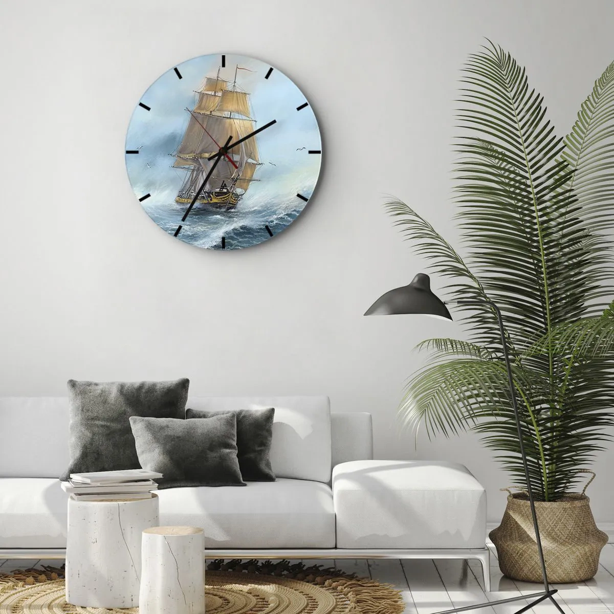 Wanduhr - Glasuhr - Über die Wellen gleiten - 40x40 cm