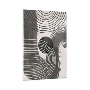 Glasbild - Bild auf glas - Geometrische Linien und Ovale in monochromen Farbtönen - 80x120cm - Oval gewinnt - Moderne Wanddekoration für Wohnzimmer und Schlafzimmer ARTTOR