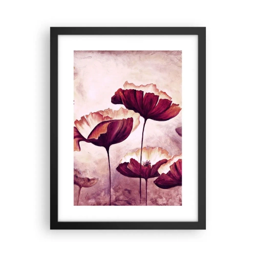 Poster in einem schwarzem Rahmen - Rotes und weißes Blütenblatt - 30x40 cm