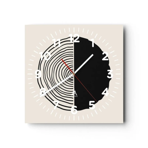 Wanduhr - Glasuhr - Halb und halb - 30x30 cm