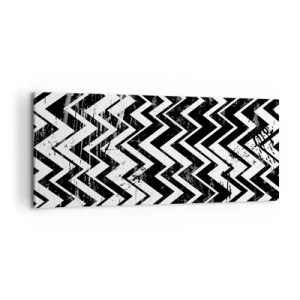 Bild auf Leinwand - Leinwandbild - Zick-weiß, Zack-schwarz - 100x40 cm