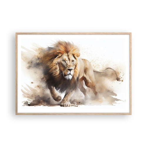 Poster in einem Rahmen aus heller Eiche - Der König zog um - 100x70 cm