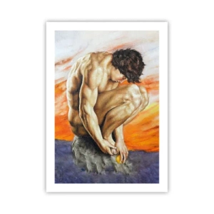 Poster - Mann bei der Arbeit, Nahaufnahme der Silhouette - 50x70cm - In sich versunken - Moderne Wanddekoration für Wohnzimmer und Schlafzimmer ARTTOR