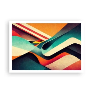 Poster - Bunte abstrakte Wellen in einer dynamischen Komposition - 100x70cm - Intensive Komposition - Moderne Wanddekoration für Wohnzimmer und Schlafzimmer ARTTOR