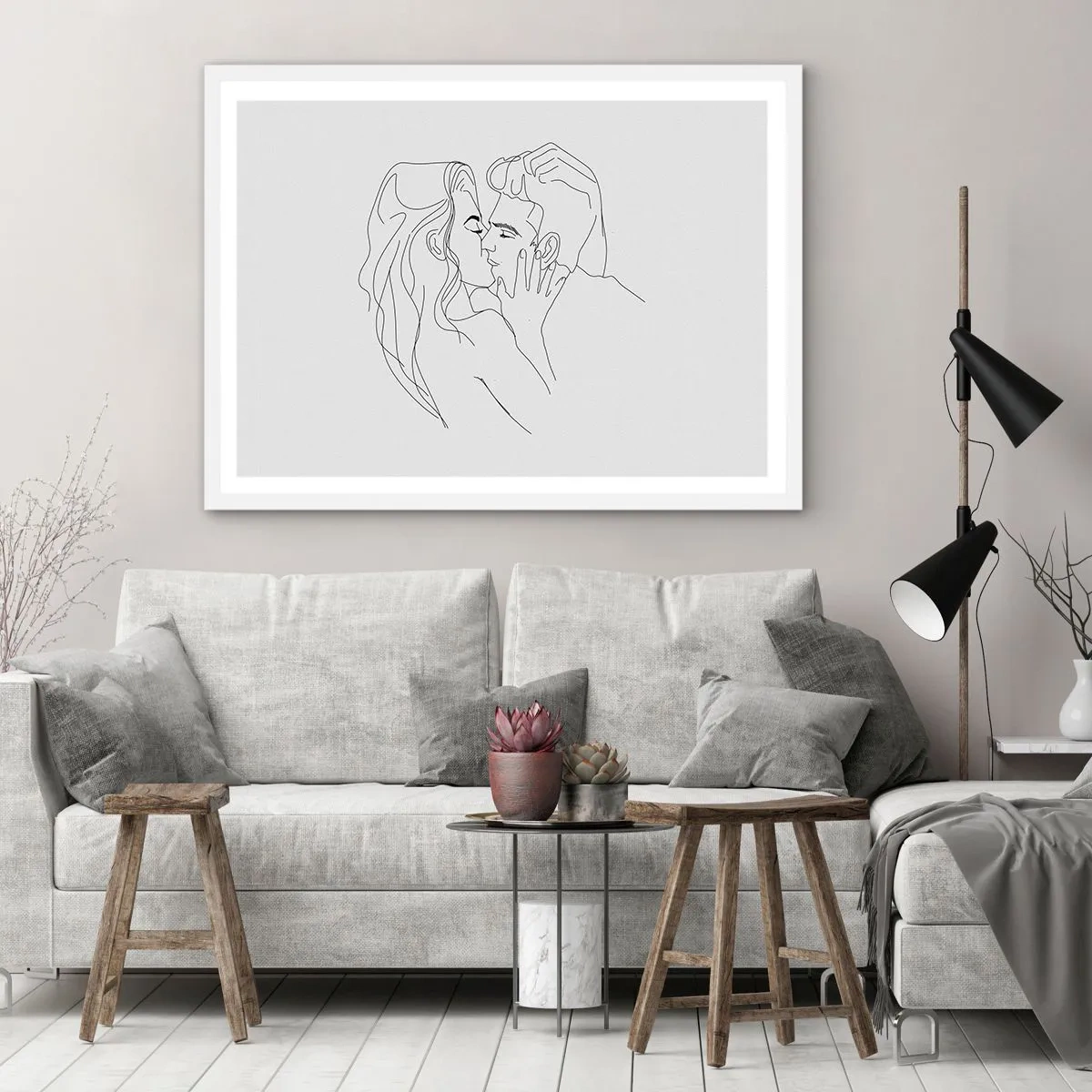 Poster in einem weißen Rahmen - Dieselbe Linie - 40x30 cm