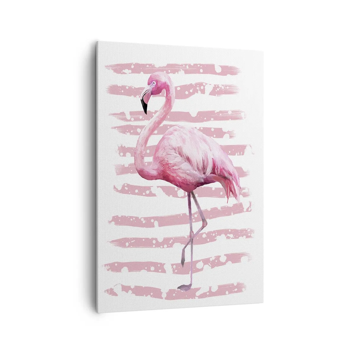 Bild auf Leinwand - Leinwandbild - Flamingo auf rosa Hintergrund im minimalistischen Stil - 70x100cm - In Würde, aber in Pink - Moderne Wanddekoration für Wohnzimmer und Schlafzimmer ARTTOR