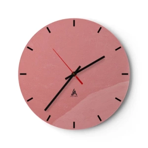 Wanduhr - Glasuhr - Minimalistische rosa Textur im malerischen Stil - 30x30cm - Organische Komposition in Rosa - Moderne Wanddekoration für Wohnzimmer, Küche und Schlafzimmer ARTTOR