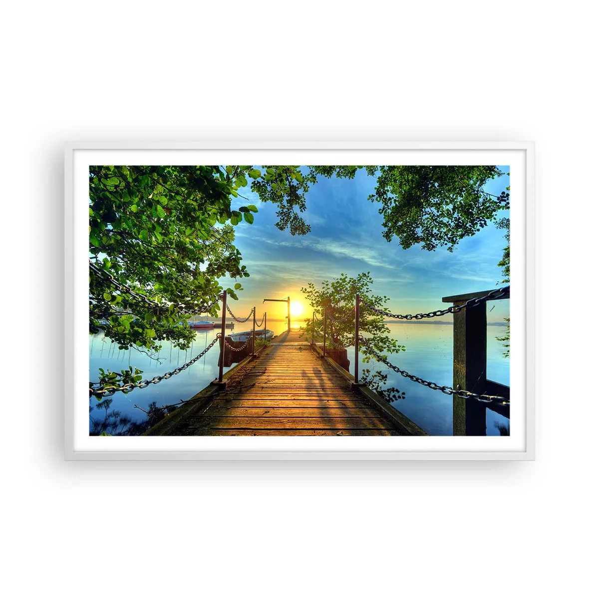 Poster in einem weißen Rahmen - Westen auf dem Wasser - 91x61 cm