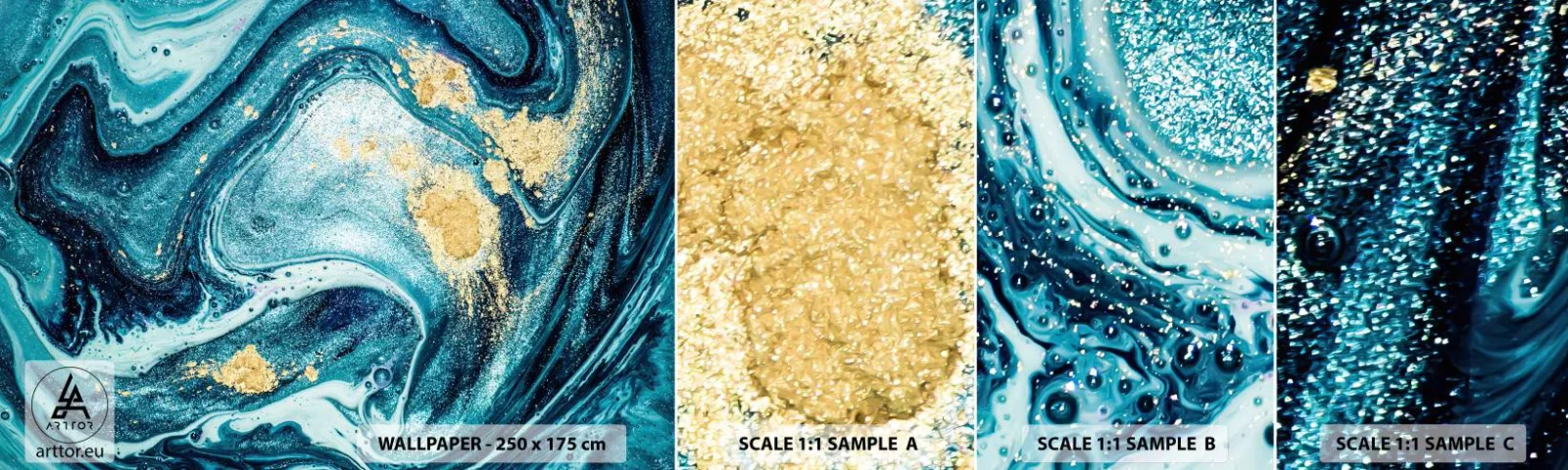 Fototapetenmuster Standard Eco - Blauer Wirbel - Abstraktion, Stück, Modernes Muster - 100x30 cm