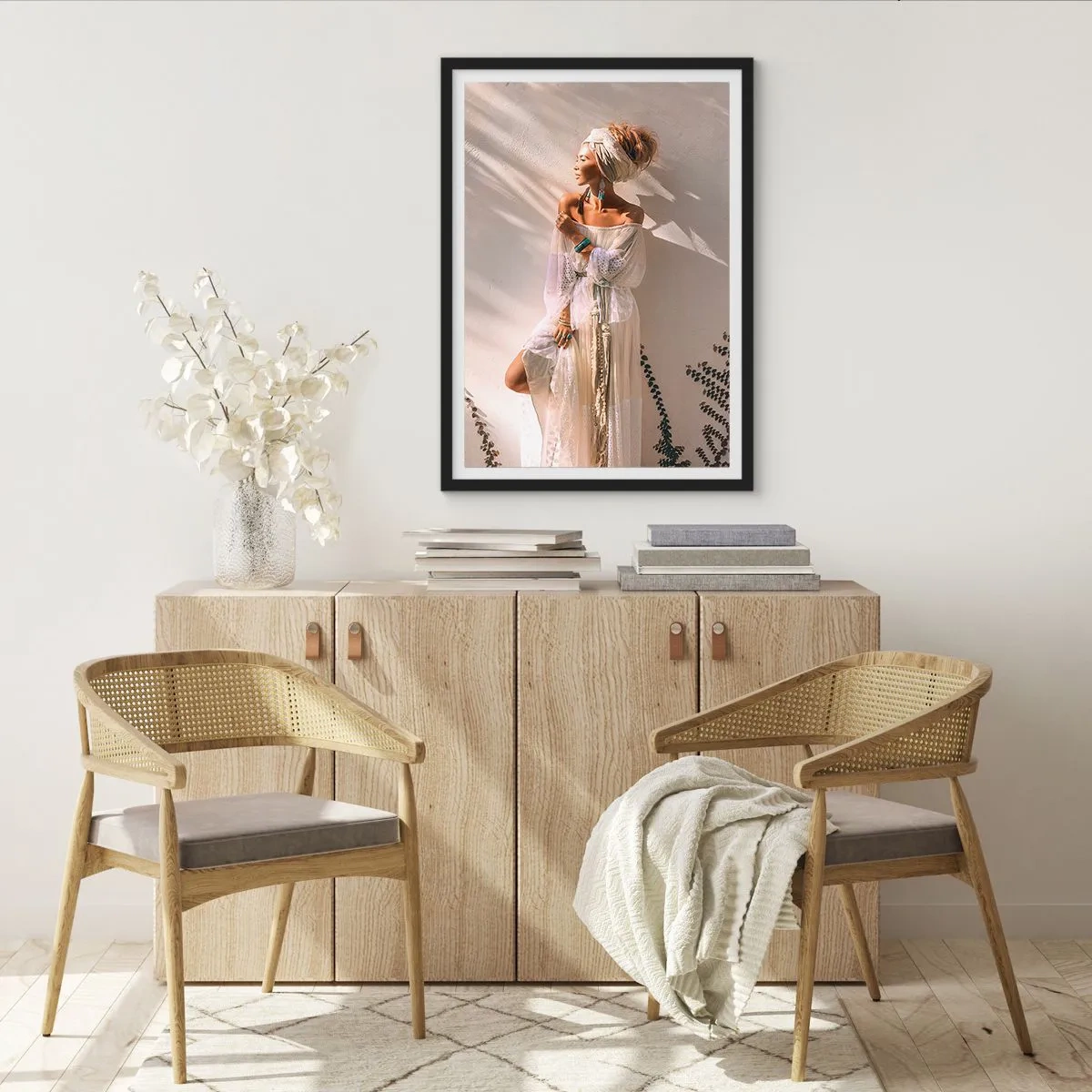 Poster in einem schwarzem Rahmen - Die Sonne und das Mädchen - 70x100 cm