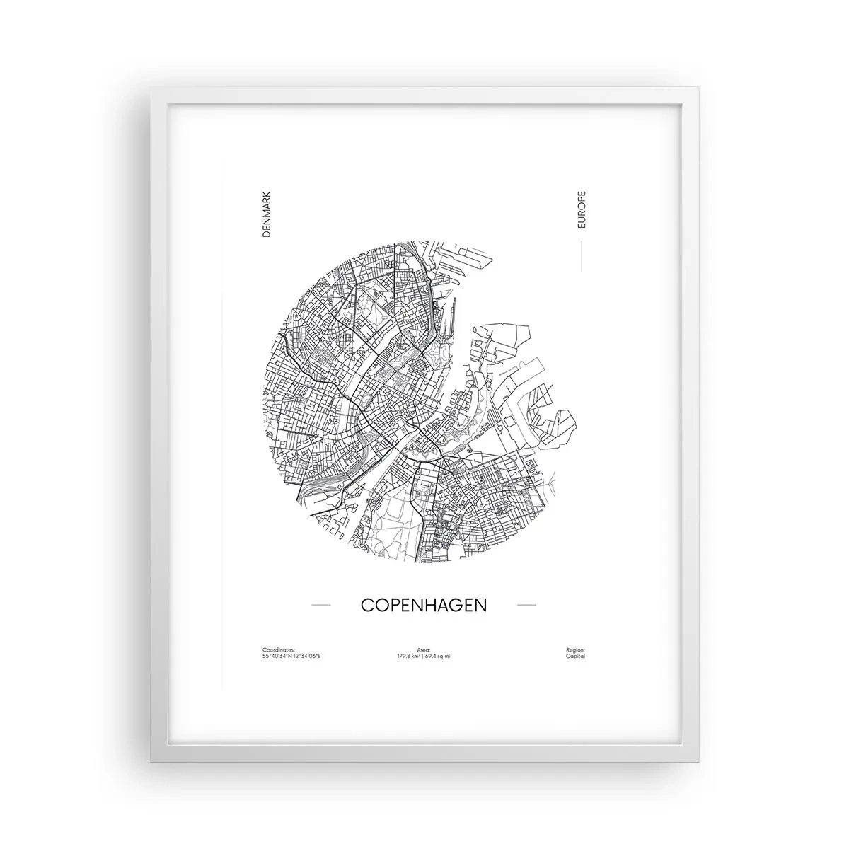 Poster in einem weißen Rahmen - Anatomie von Kopenhagen - 40x50 cm