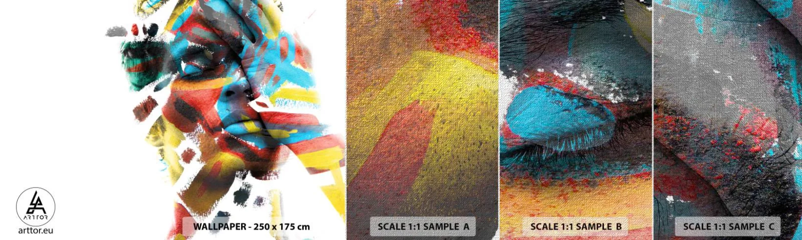 Fototapeten Muster Premium Canvas - Eine bunte Persönlichkeit - Abstraktion, Stück, Grafik - 100x30 cm