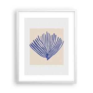 Poster in einem weißen Rahmen - Blauer Fächer - 40x50 cm
