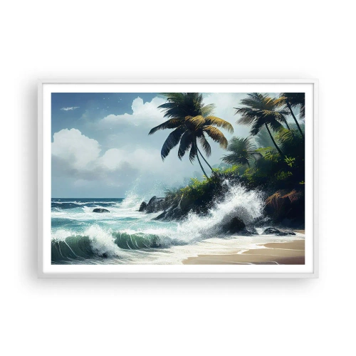 Poster in einem weißen Rahmen - Am tropischen Ufer - 100x70 cm