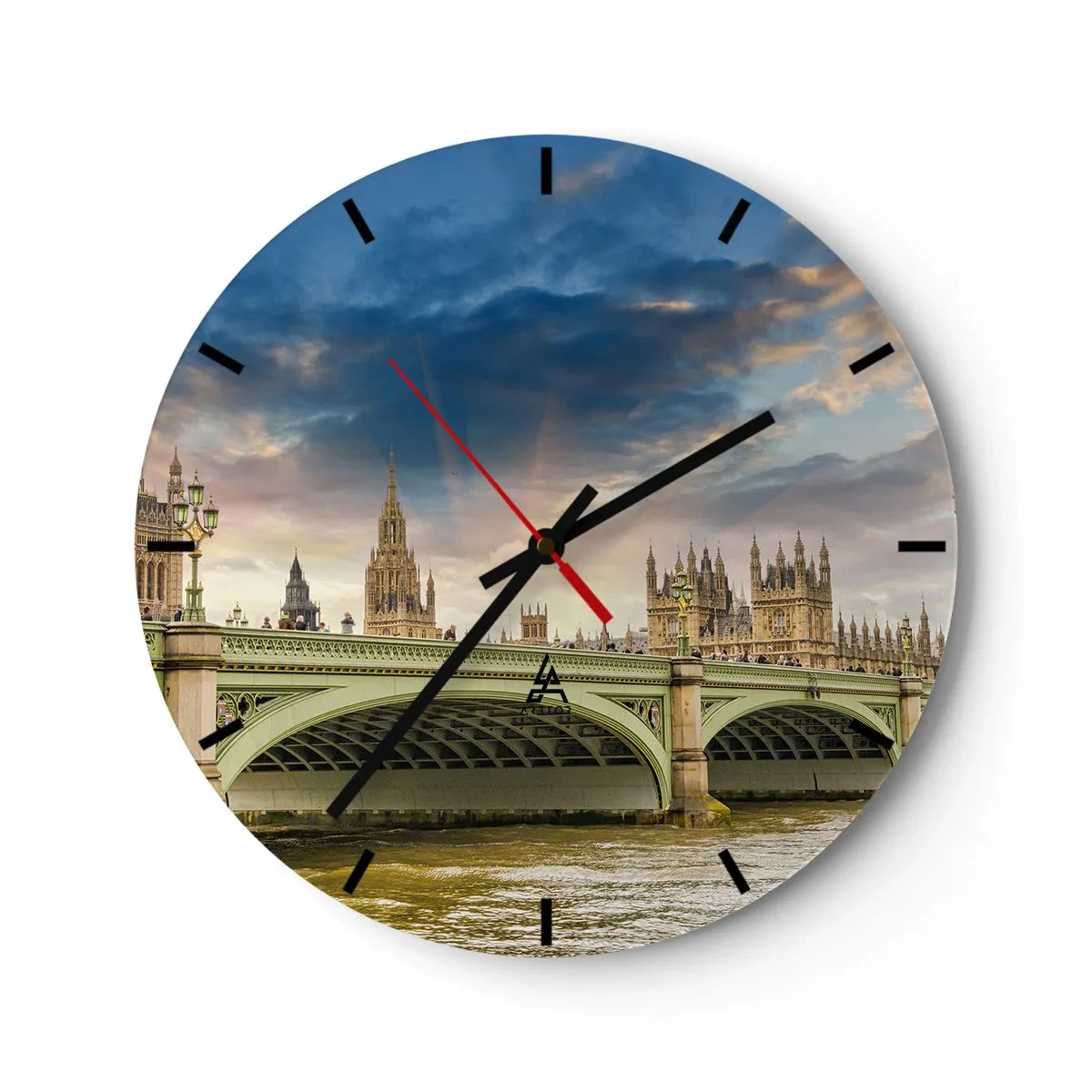 Wanduhr - Glasuhr - Brücke über die Themse mit Blick auf den Palace of Westminster - 30x30cm - Im Imperium ist die Zeit stehen geblieben - Moderne Wanddekoration für Wohnzimmer, Küche und Schlafzimmer ARTTOR