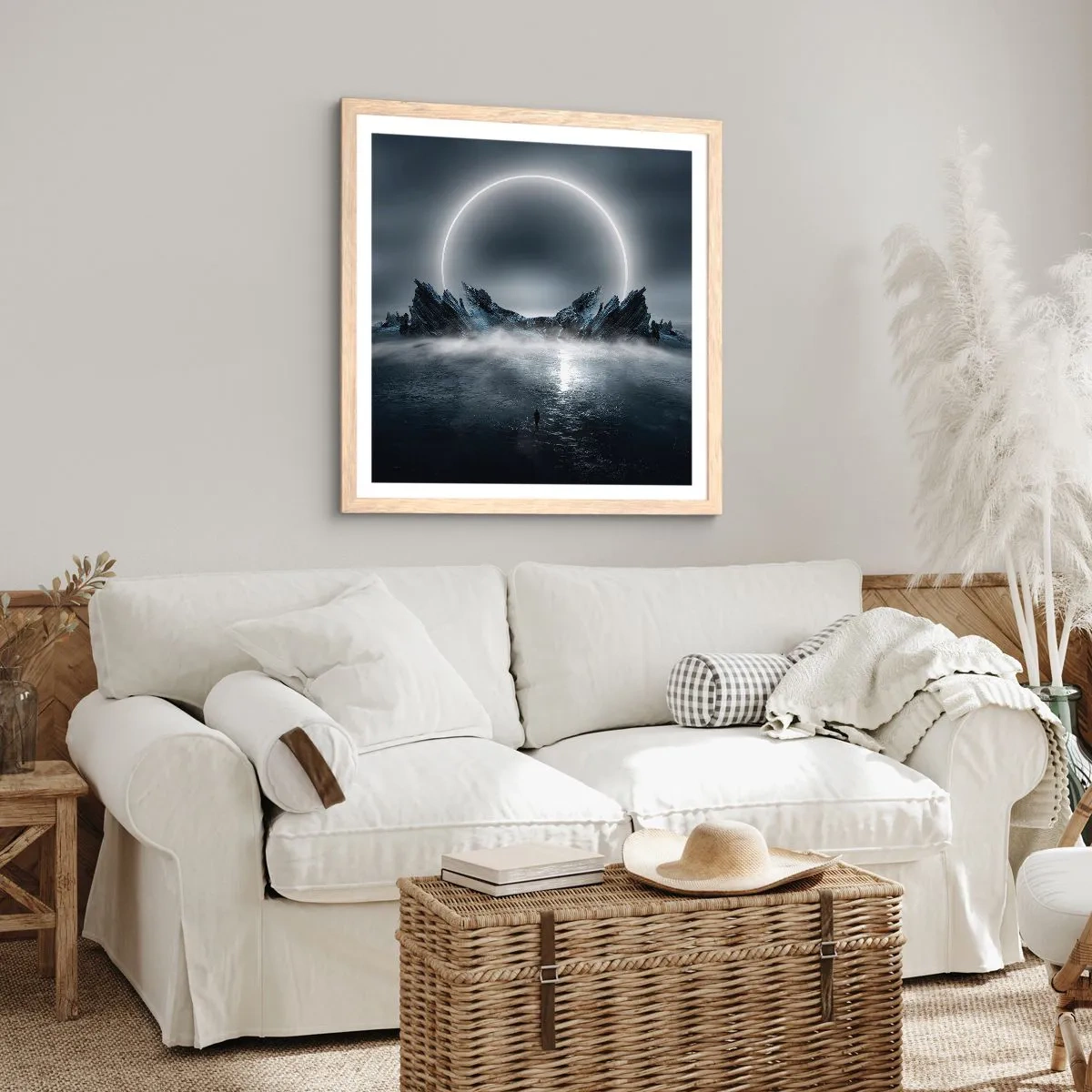 Poster in einem Rahmen aus heller Eiche - Ende der Geschichte - 60x60 cm