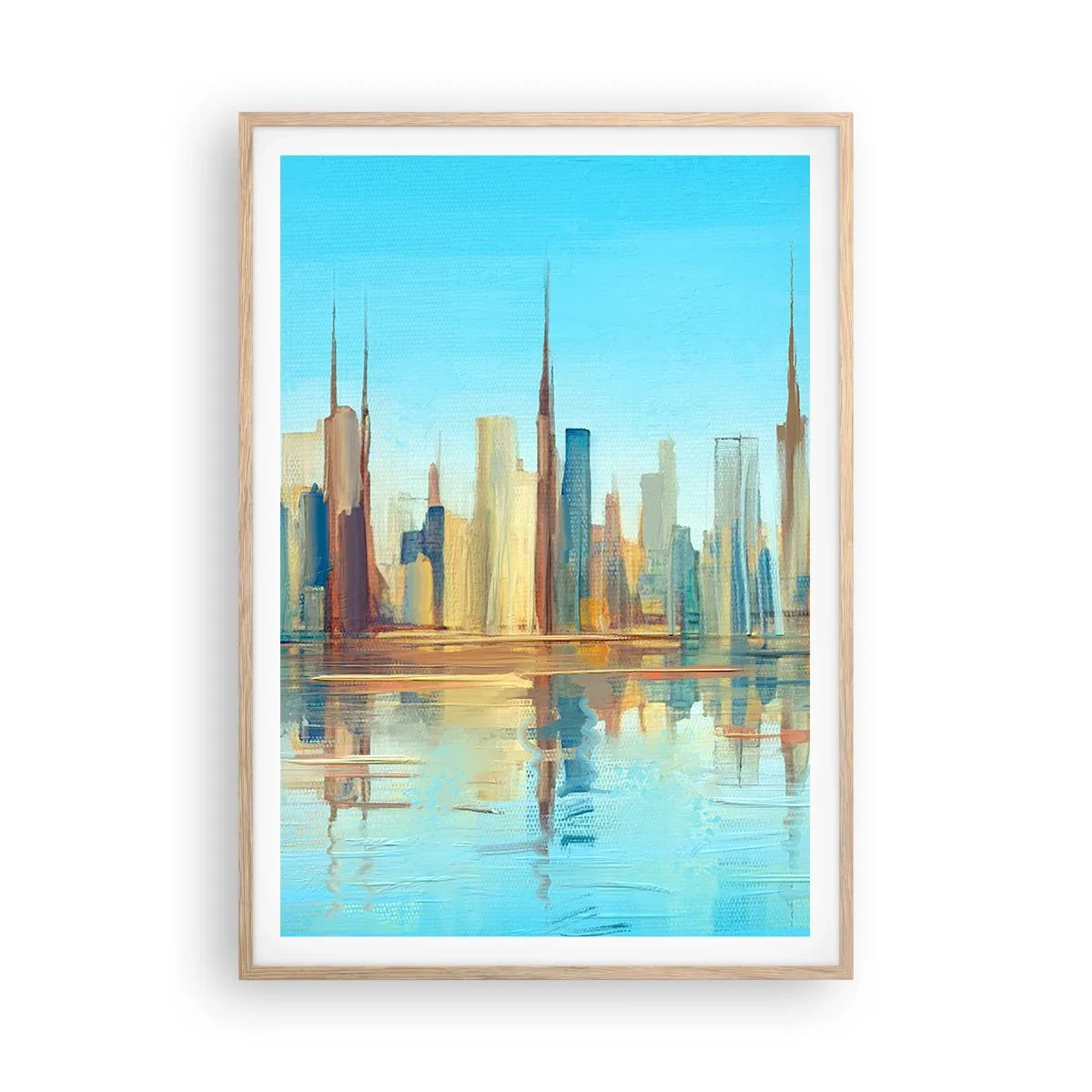 Poster in einem Rahmen aus heller Eiche - Sonnige Metropole - 70x100 cm