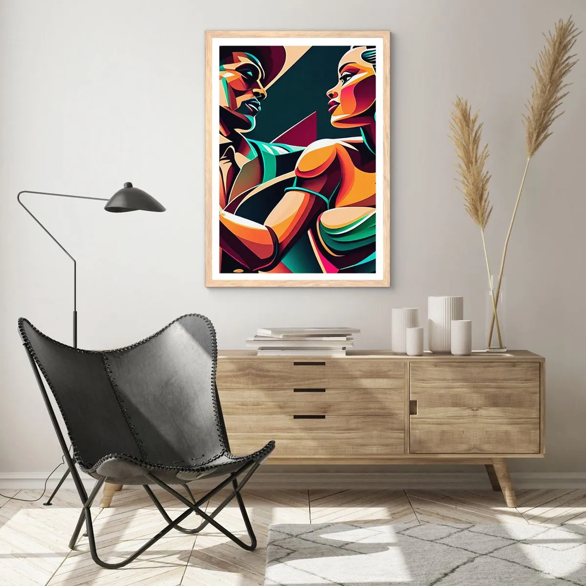Poster in einem Rahmen aus heller Eiche - Im Rhythmus des Herzens - 70x100 cm