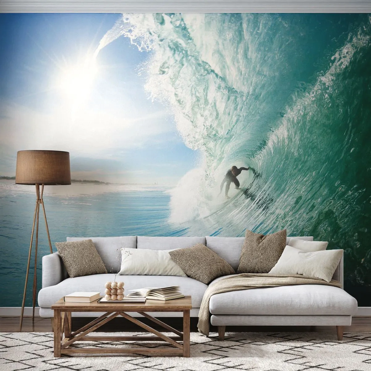 Fototapete Premium Sand - Immer Top - Landschaft, Ozean, Surfer - 300x210 cm