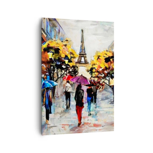 Bild auf Leinwand - Leinwandbild - Ein Herbstspaziergang in Paris mit Blick auf den Eiffelturm - 70x100cm - Besonders schön im Herbst - Moderne Wanddekoration für Wohnzimmer und Schlafzimmer ARTTOR