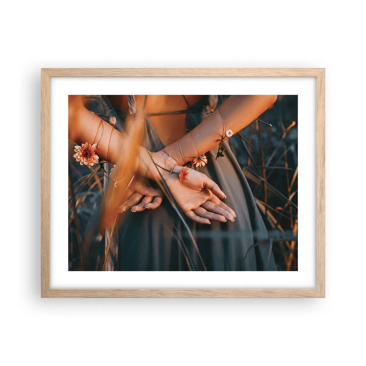 Poster in einem Rahmen aus heller Eiche - Verbunden mit der Natur - 50x40 cm