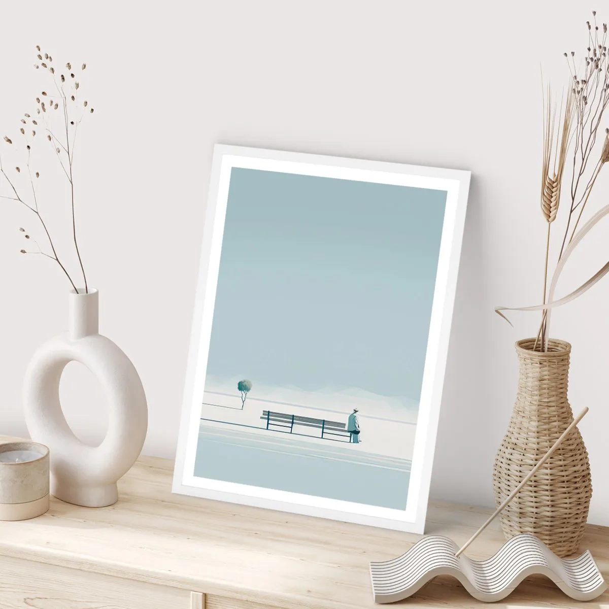 Poster in einem weißen Rahmen - Ja, ich warte. - 40x50 cm