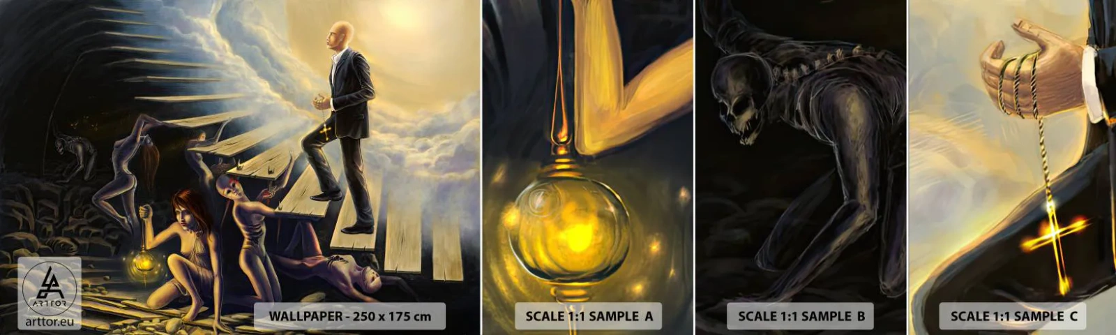 Fototapeten Muster Selbstklebend Deluxe Sticker - Danteske Reise zum Licht - Abstraktion, Fantasie, Menschen - 100x30 cm