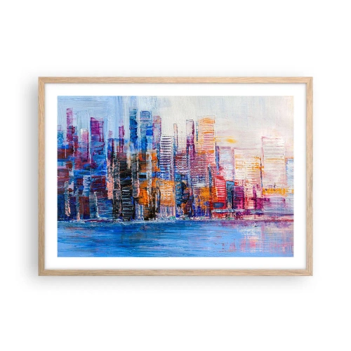 Poster in einem Rahmen aus heller Eiche - Fröhliche Metropole - 70x50 cm