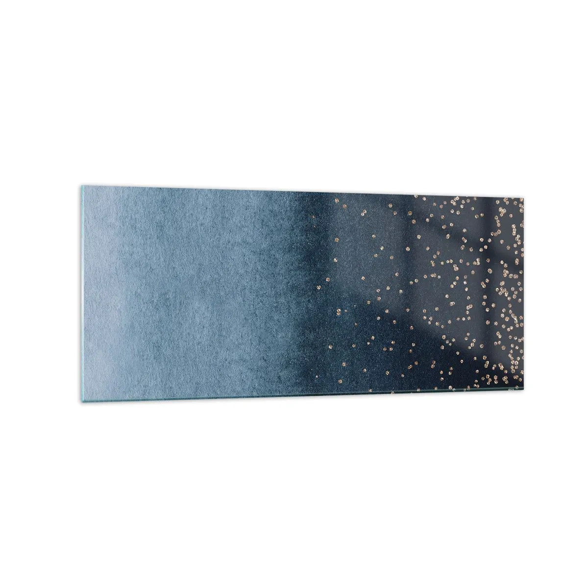 Glasbild - Bild auf glas - Blaue Farbverläufe mit dezenten Goldakzenten - 120x50cm - Komposition - blaue Phasen - Moderne Wanddekoration für Wohnzimmer und Schlafzimmer ARTTOR