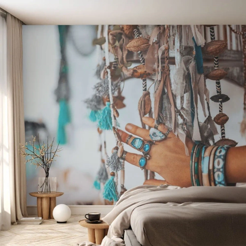 Fototapete Standard Eco - Lokale Schätze - Frauenhand, Schmuck, Boho - 300x210 cm