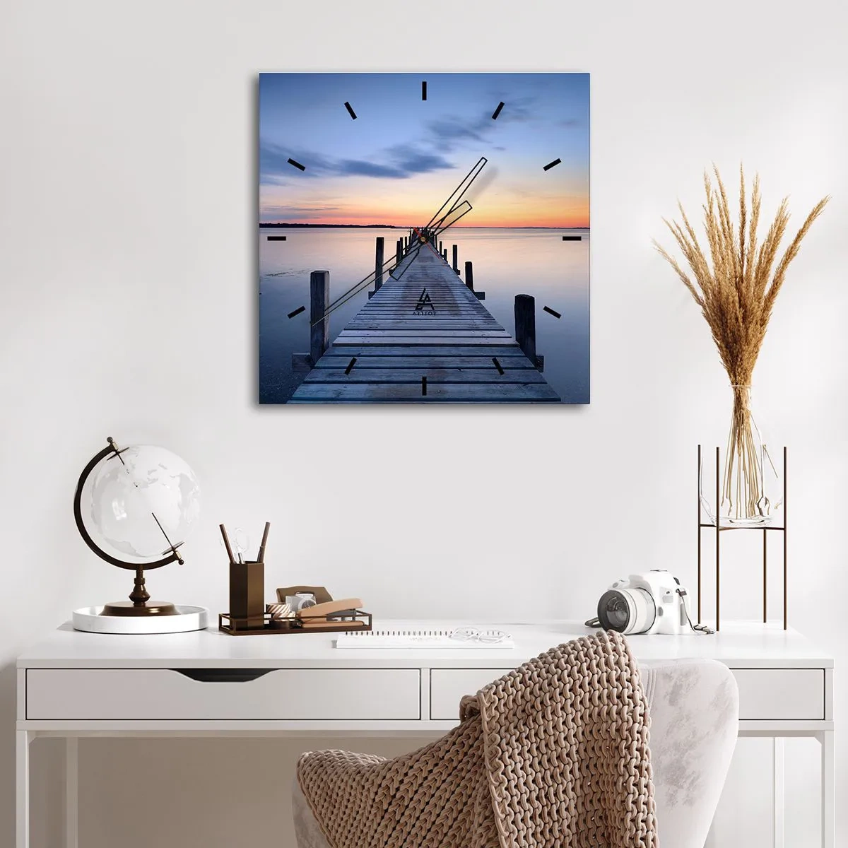 Wanduhr - Glasuhr - Die Ruhe einer heiteren Dämmerung - 40x40 cm