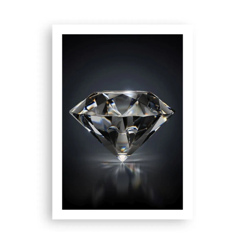 Poster - Ein glänzender Diamant auf dunklem Hintergrund, der Licht reflektiert - 50x70cm - Beste Freundin - Moderne Wanddekoration für Wohnzimmer und Schlafzimmer ARTTOR