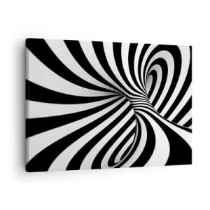 Bild auf Leinwand - Leinwandbild - Abstrakter Tunnel mit schwarz-weißen Spiralstreifen - 70x50cm - Komposition: Tanzraum - Moderne Wanddekoration für Wohnzimmer und Schlafzimmer ARTTOR