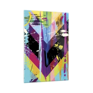 Glasbild - Bild auf glas - Abstraktes Muster mit bunten geometrischen Formen - 70x100cm - Von oben nach unten - Moderne Wanddekoration für Wohnzimmer und Schlafzimmer ARTTOR