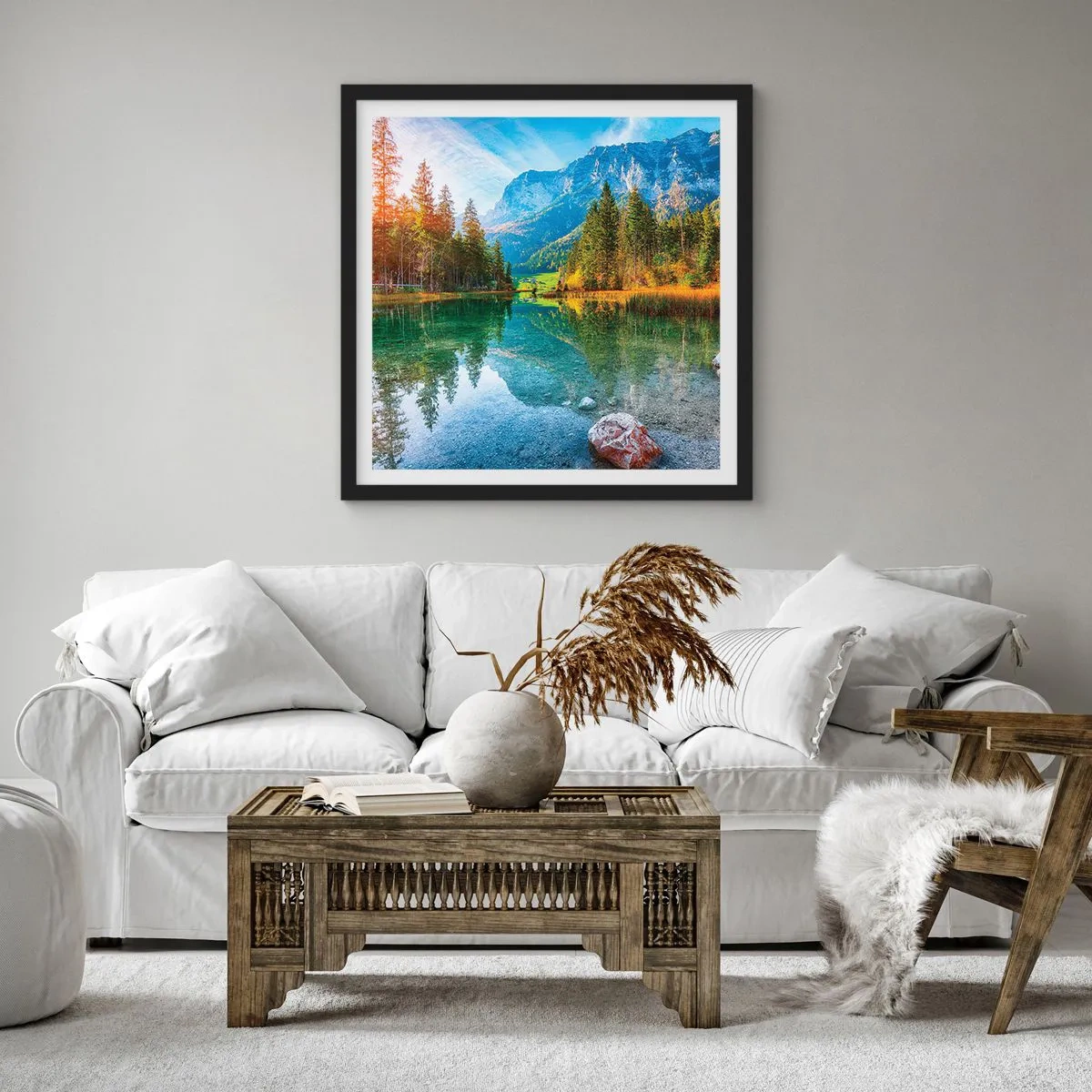 Poster in einem schwarzem Rahmen - Die Sanftheit des Herbstes - 40x40 cm