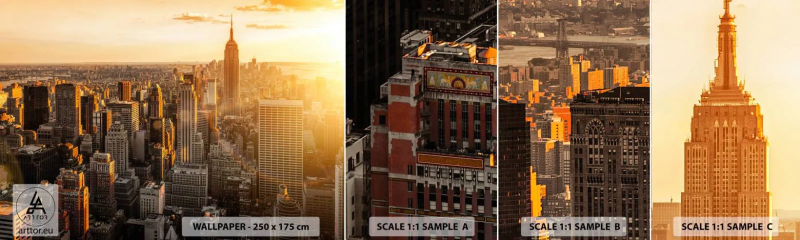 Fototapetenmuster Standard Eco - In der Sonne wachsen - Stadt, New York, Die Architektur - 100x30 cm