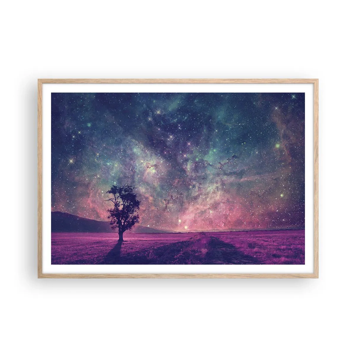 Poster in einem Rahmen aus heller Eiche - Unter dem magischen Himmel - 100x70 cm