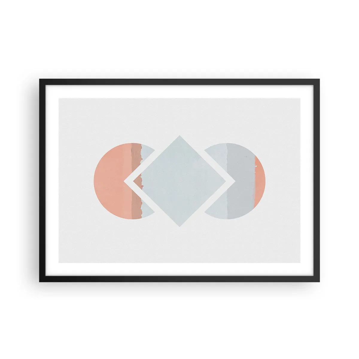 Poster in einem schwarzem Rahmen - Ein minimalistisches Gemälde mit geometrischen Formen - 70x50cm - Die Situation ist klar - Moderne Wanddekoration für Wohnzimmer und Schlafzimmer ARTTOR