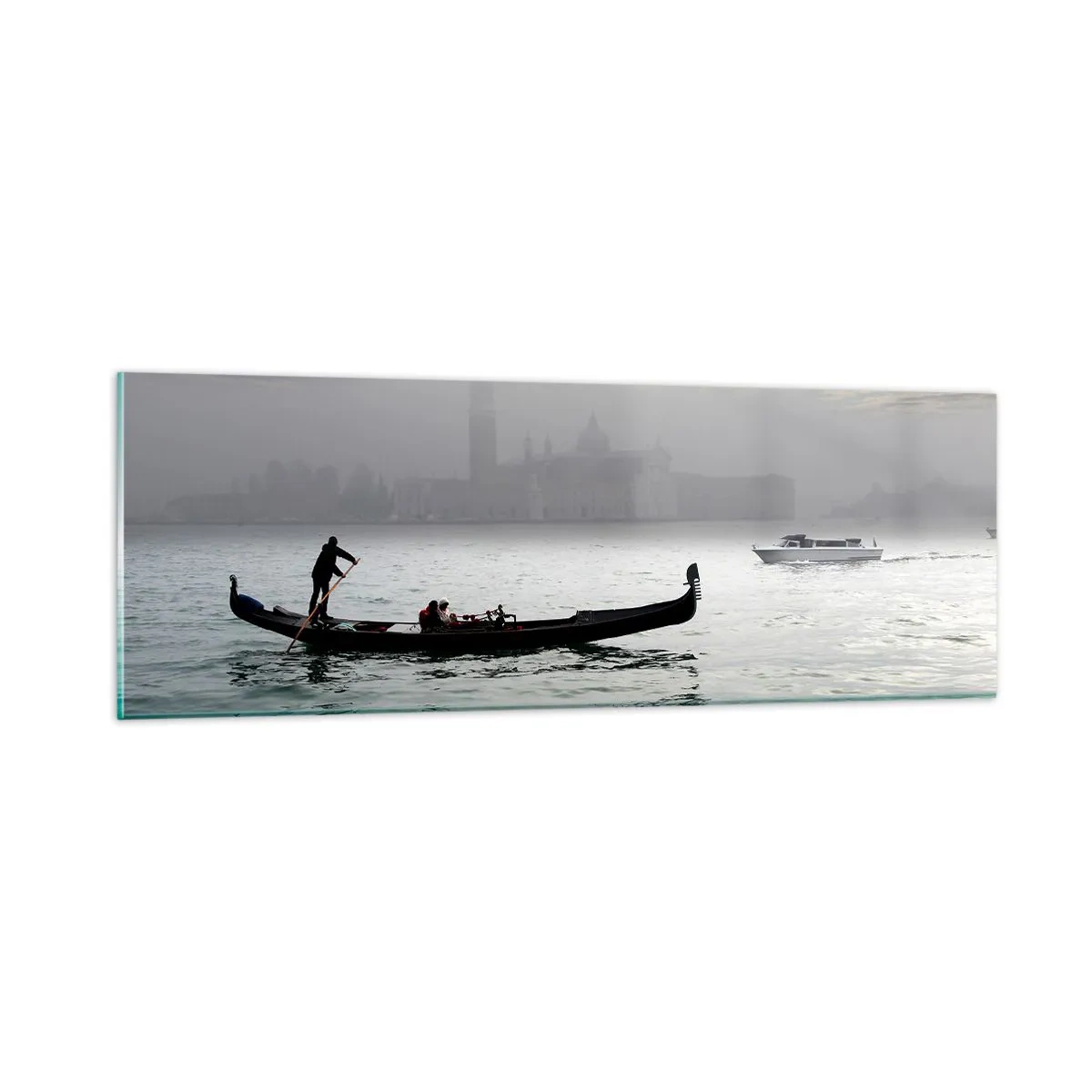 Glasbild - Bild auf glas - Eine fabelhafte Stadt aus Wasser und Nebel - 90x30 cm