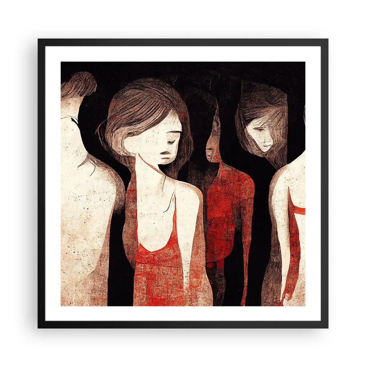 Poster in einem schwarzem Rahmen - Madonnen der Dunkelheit - 60x60 cm