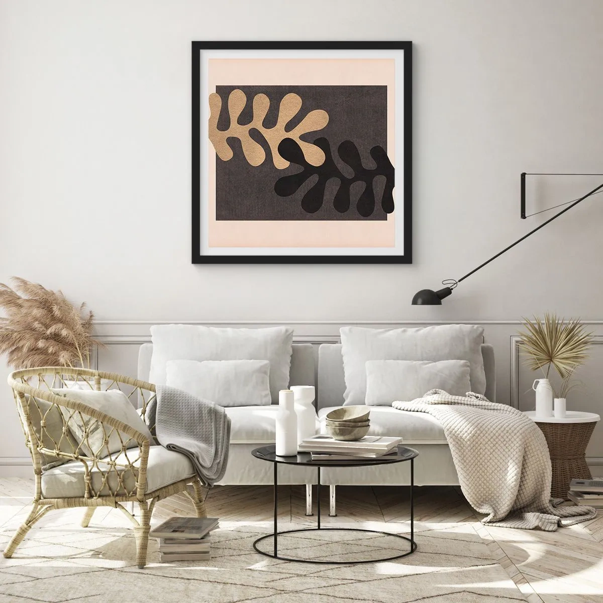 Poster in einem schwarzem Rahmen - Abwesenheit und Ergänzung - 60x60 cm