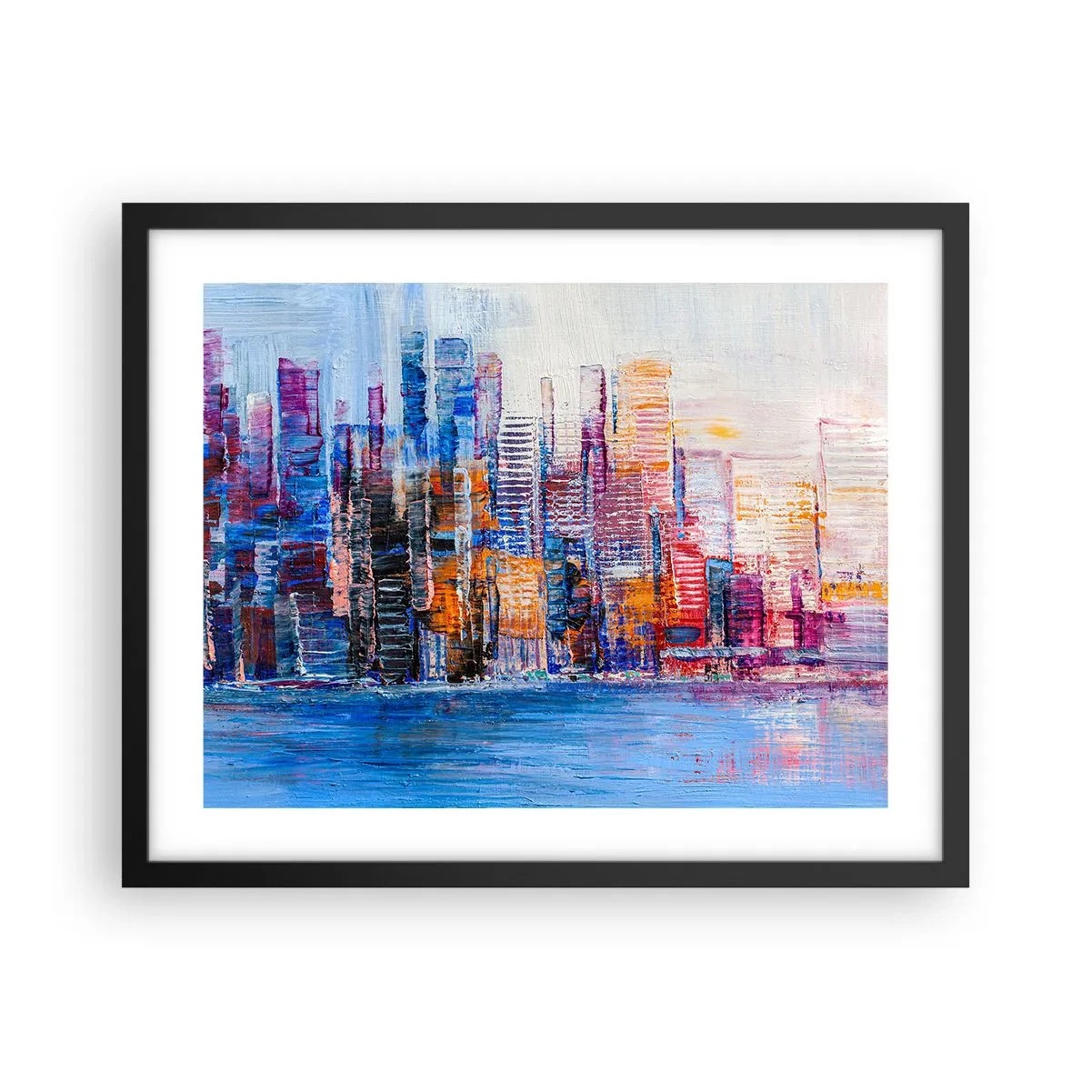 Poster in einem schwarzem Rahmen - Fröhliche Metropole - 50x40 cm