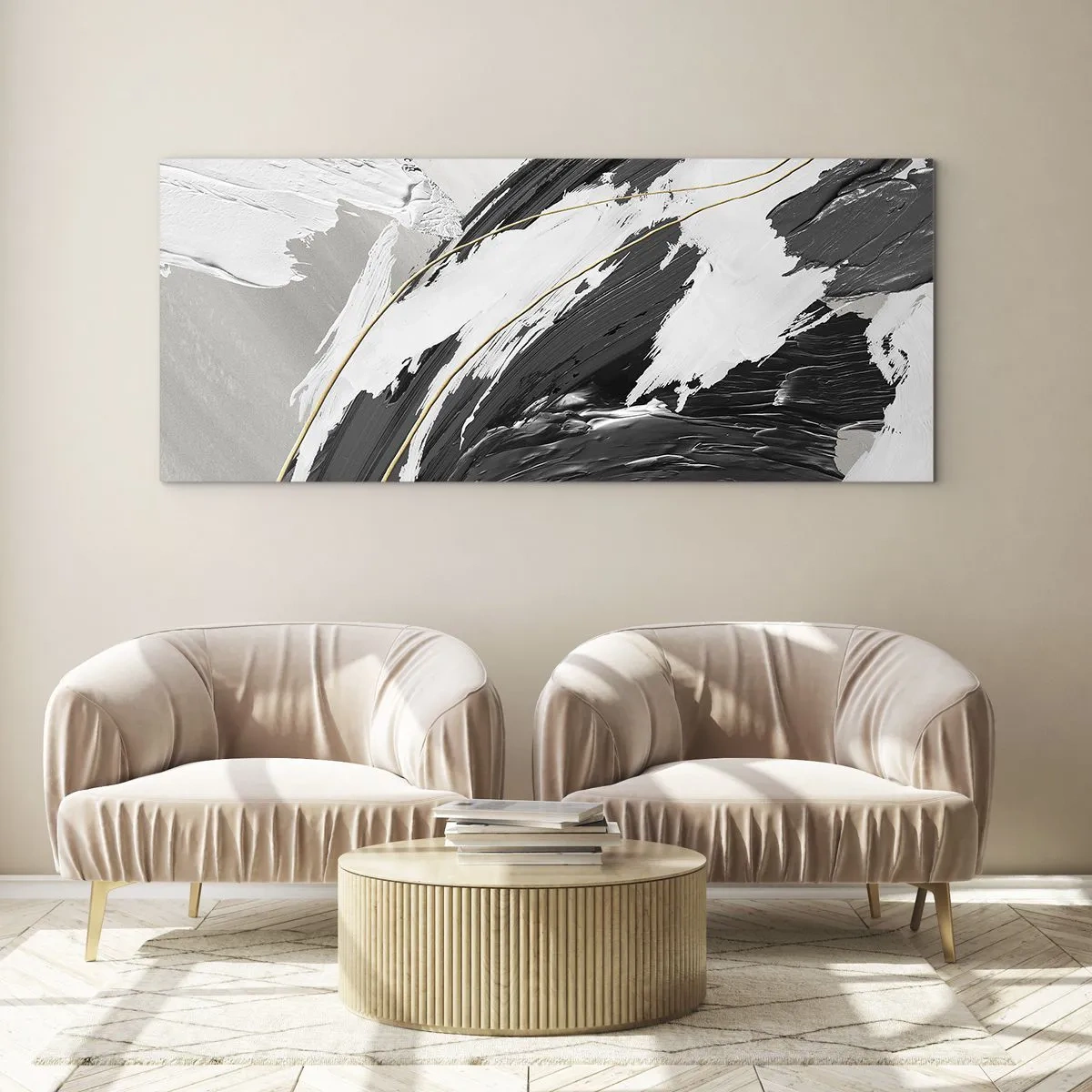 Glasbild - Bild auf glas - Abstraktion in großem Stil - 100x40 cm