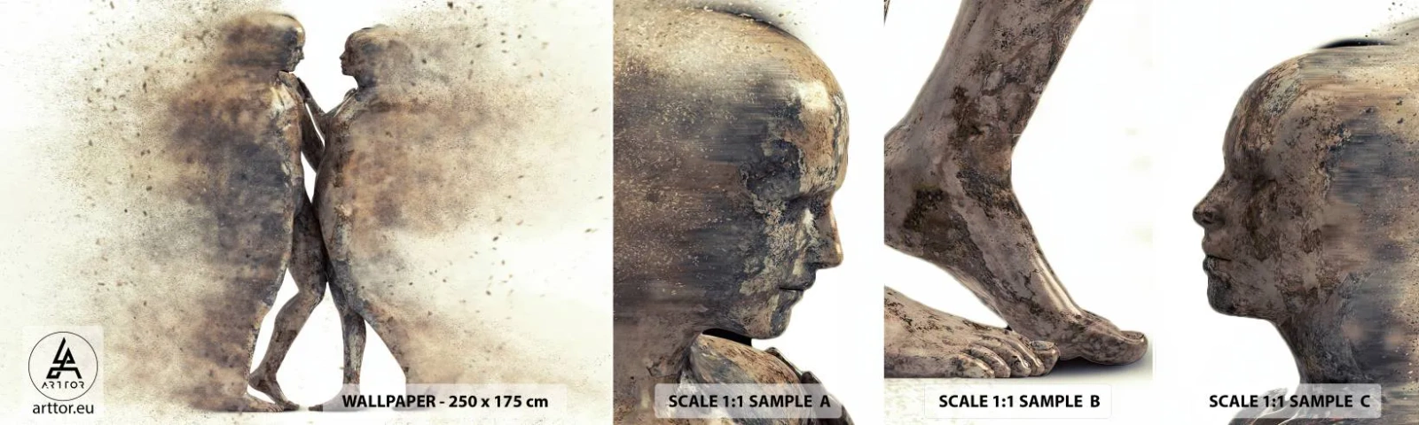 Fototapeten Muster Selbstklebend Deluxe Sticker - Sie erhoben sich aus dem Staub, um zu lieben - Abstraktion, Frau und Mann, Liebe - 100x30 cm