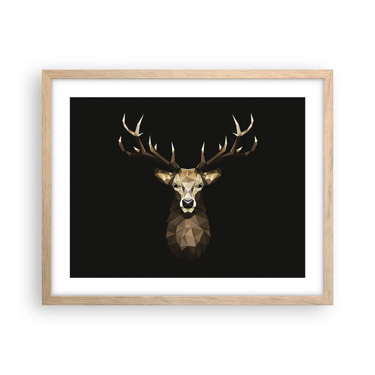 Poster in einem Rahmen aus heller Eiche - Kubistischer Hirsch - 50x40 cm