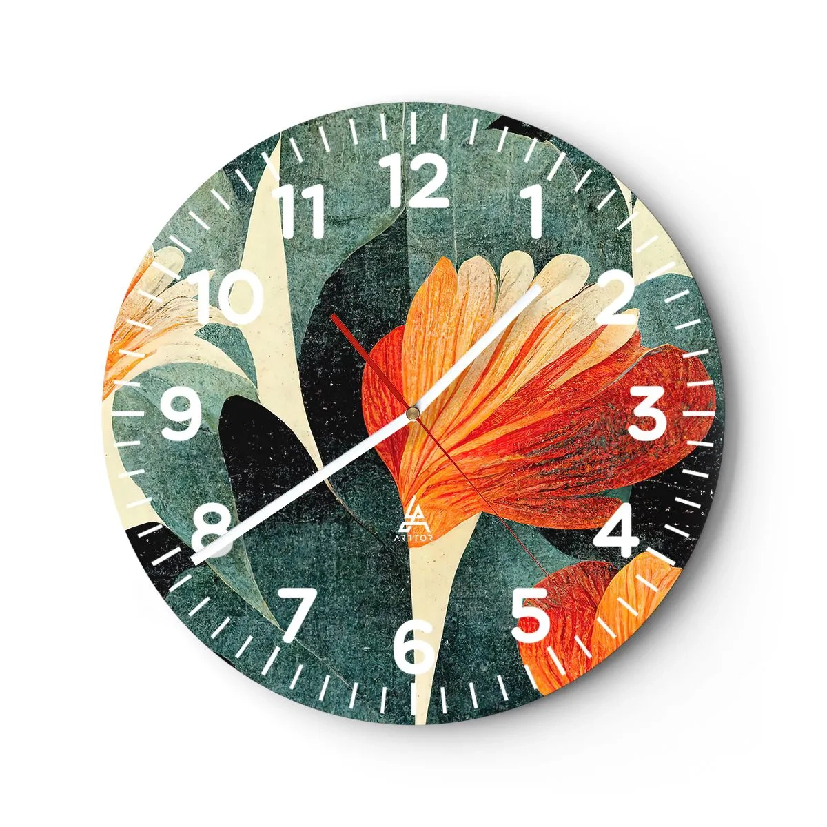 Wanduhr - Glasuhr - Hitze der Tropen und Kühle des Grüns - 30x30 cm