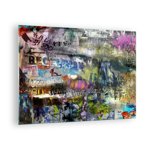 Glasbild - Bild auf glas - Bunte abstrakte Graffiti-Collage - 70x50cm - Collage aus Erinnerungen - Moderne Wanddekoration für Wohnzimmer und Schlafzimmer ARTTOR