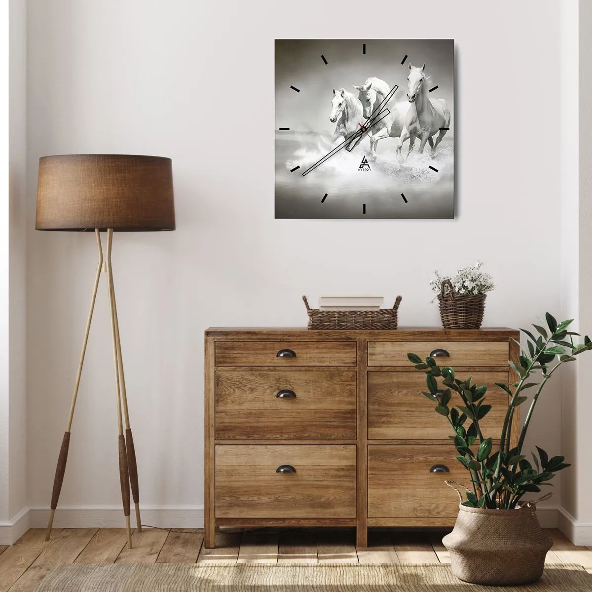 Wanduhr - Glasuhr - Weißer Wahnsinn - 40x40 cm